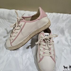 Coach Cream and Pink Espadrille Sneakers